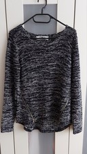 Only Pullover Damen schwarz melliert mit Rei�...