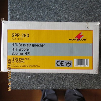 Monacor HiFi Basslautsprecher HiFi Woofer Boomer HiFi SPP 280 150W 8 Ohm