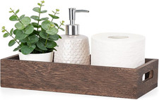 Bathroom Basket, Wood Toilet Paper Storage, Rustic Home Decor, Brown Back of T