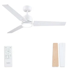 48 Inch Ceiling Fans with Lights Remote, White Ceiling Fans Dimmable 3 Color ...