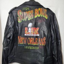 Super Bowl 2024 New Orleans Biker Jacket Womens XL WEAR Erin Andrews Rebecca NWT