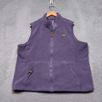 LL Bean Sweater Womens 3X Plus Purple Fleece Vest Sleeveless Outdoor Mock Neck