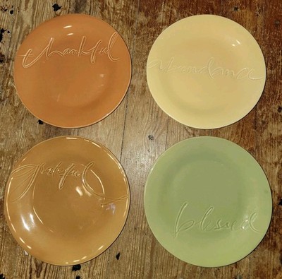 4x Hallmark Thankful/Abundance/Blessed/Grateful 9'' Dessert Plates