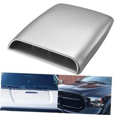 Universal Car Air Flow Decorative Intake Hood Scoop Turbo Bonnet Vent Silver