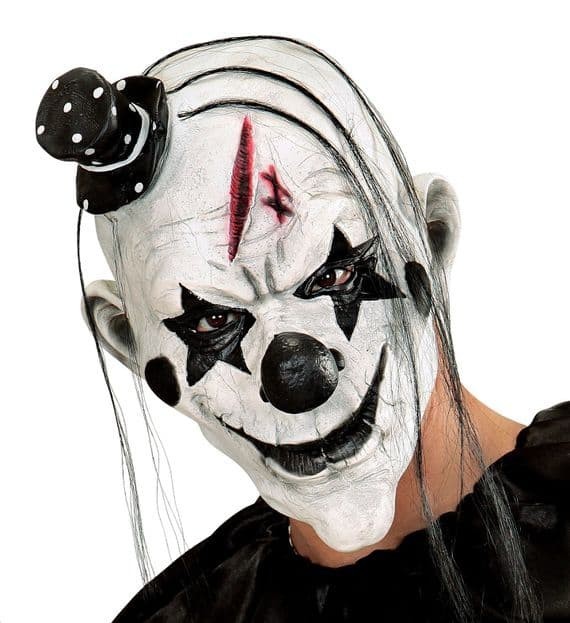 Adult Killer Clown Mask Horror Latex Mask with Hair Hat Halloween