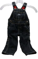 Oshkosh B'gosh 9M Blue Overalls Lined Red Fleece Jeans Snap Closure