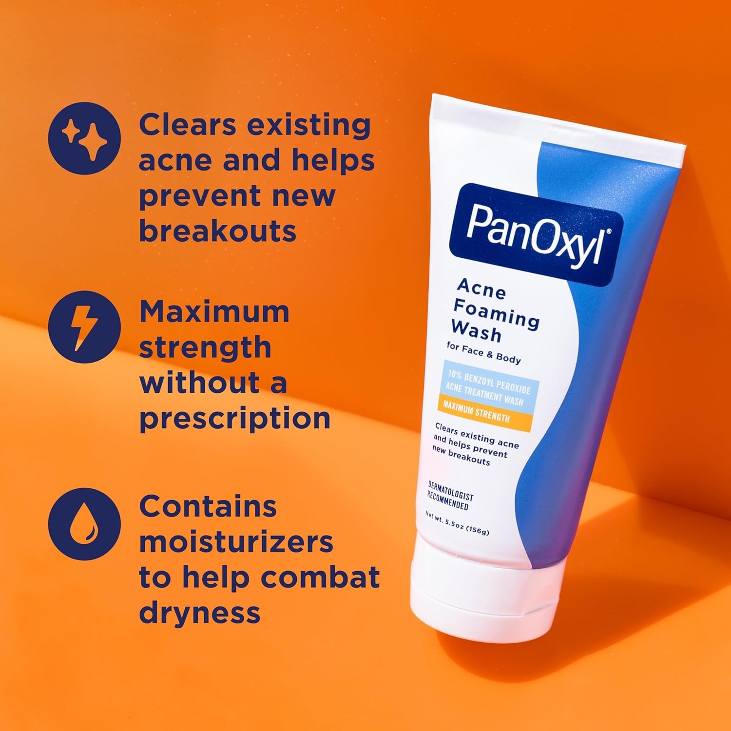 PanOxyl Acne Foaming Wash Benzoyl Peroxide 10% Maximum 5.5 Ounce (Pack of 1) 