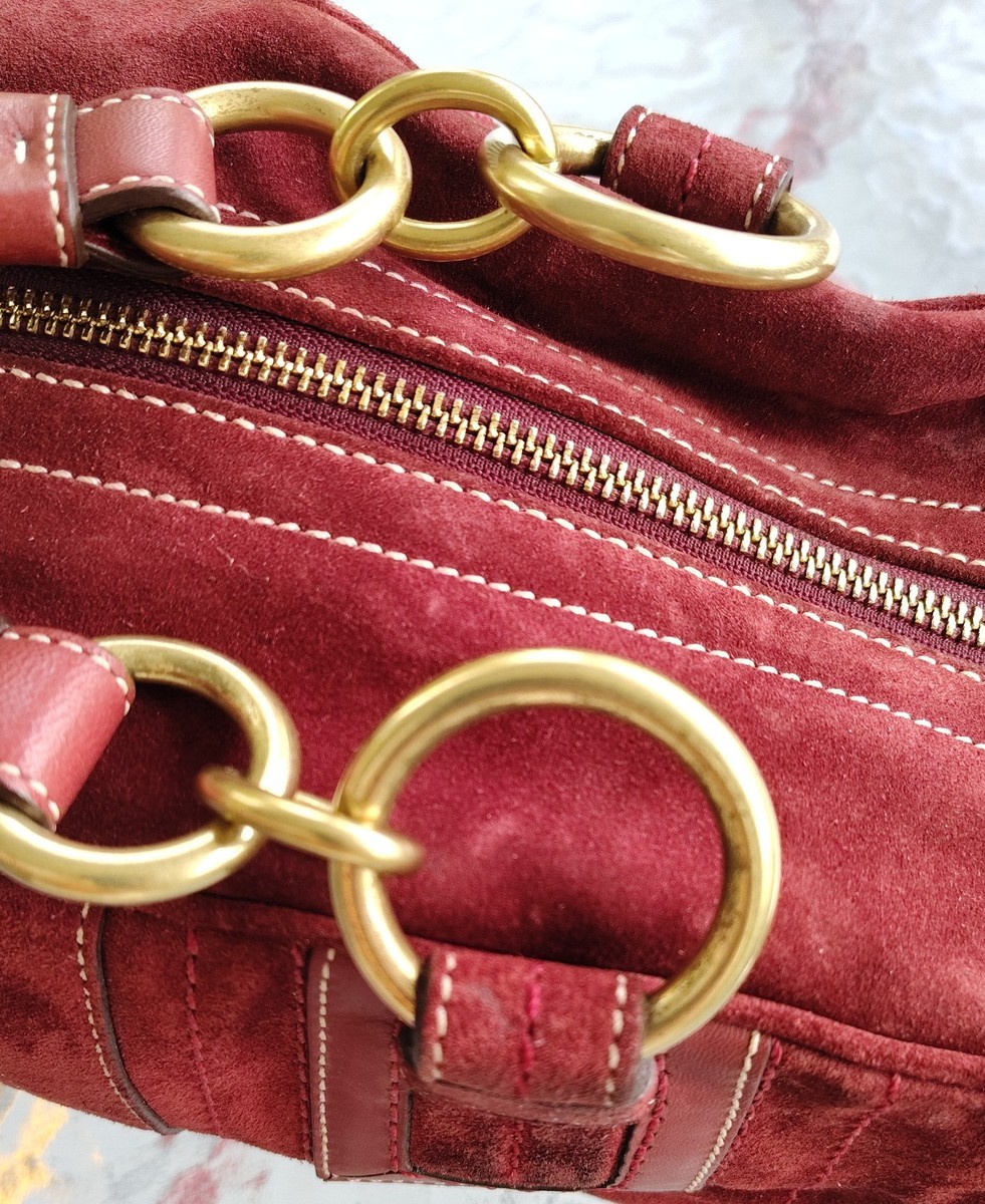 Coach SMALL 10061 Vintage Mia Soho Y2K Burgundy Suede Satchel Bag