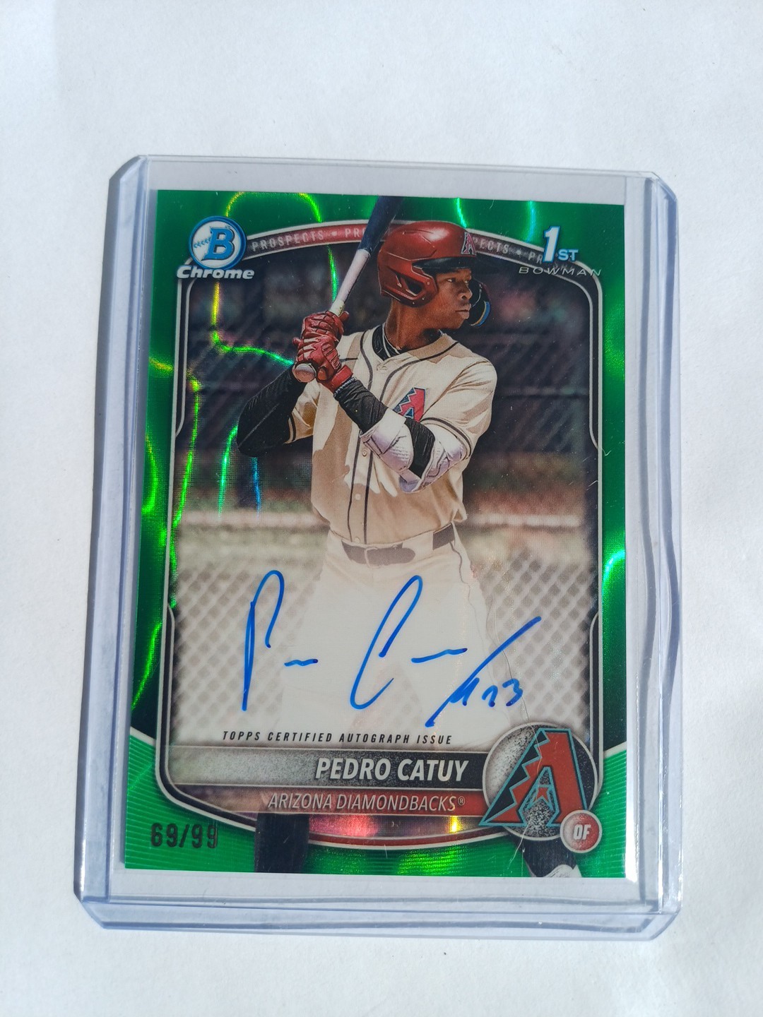 2025 Bowman Chrome 1st Auto Pedro Catuy Green Lava Refractor /99 Diamondbacks
