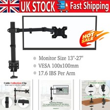 Single Computer Monitor Arm Mount Desk Stand 13-27” Screen LED TV Bracket UK