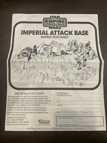Star Wars IMPERIAL ATTACK BASE INSTRUCTION SHEET 1980 Original Vintage Kenner