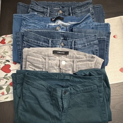 J Brand and 3x1 Women s Jeans Lot of 5 , Teal Gray Blue Denim, Button Accents