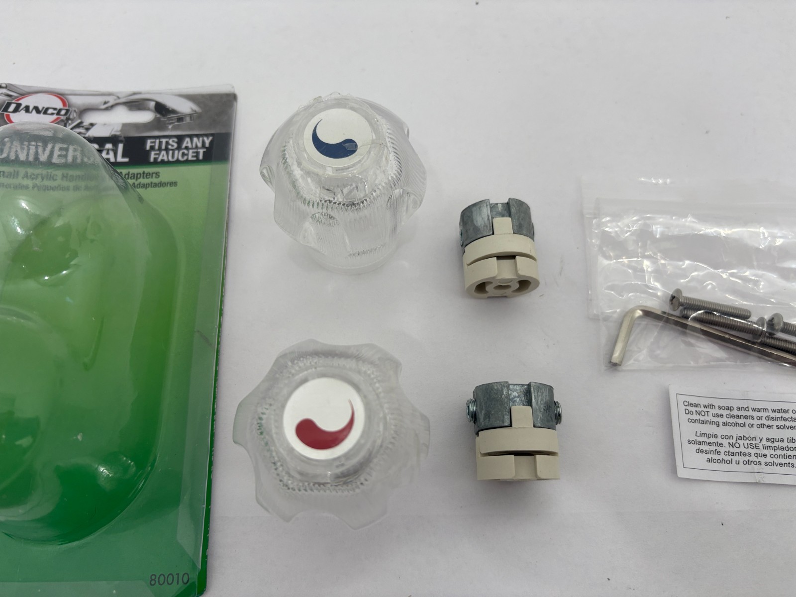NEW Danco Small Acrylic Handles w/Adapters - Universal - 80010 (open)