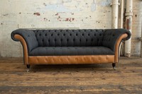 Chesterfield Sofa Couch Polster Design 3Sitzer Garnitur Sofas Dreisitzer Schwarz
