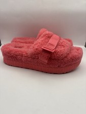 Ugg Fluffita Platform Pink Slide Slippers Women Size 9