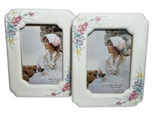 2 Vintage CottageCore Ceramic Picture Frames Free Standing 7"x5" for pics 3.5x5