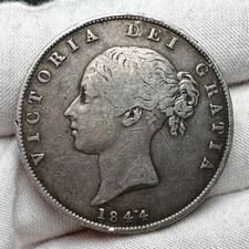 1844 Queen Victoria Young Head Silver Half Crown Coin (Check Description&Photo)