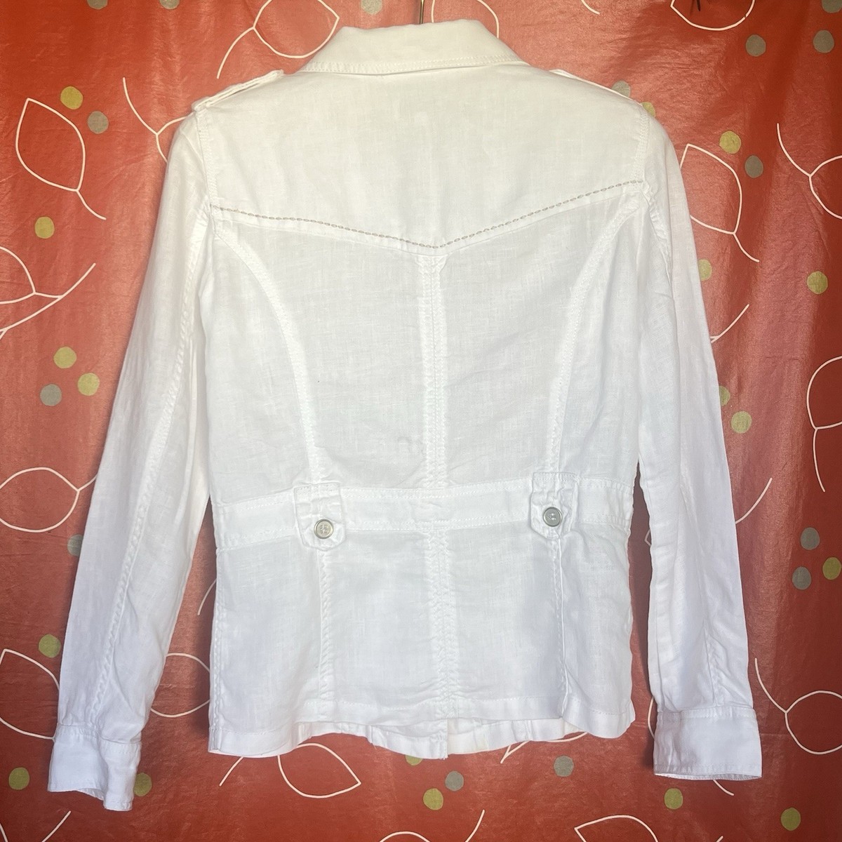 Tom Tailor Women White Linen 100% Jacket With Pockets Size 36 (M) View 6
