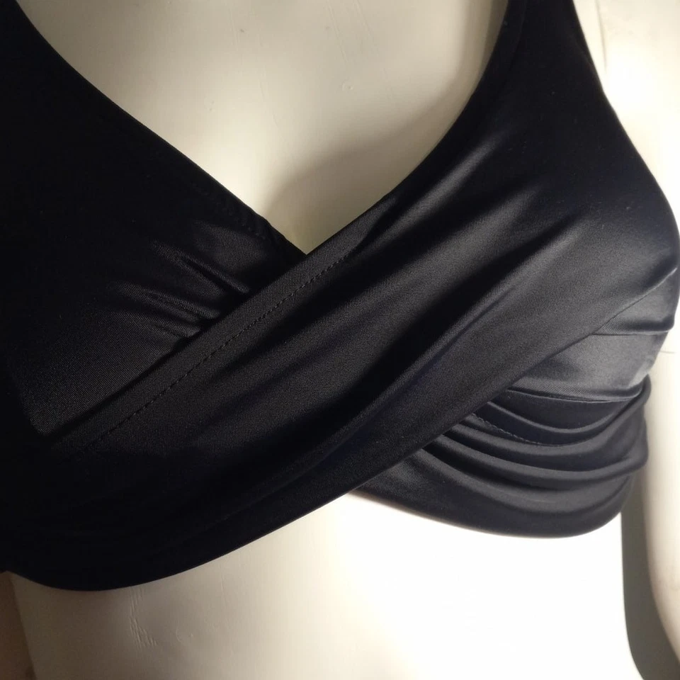 Top de bikini Venus negro corsé de encaje con corbata - talla pequeña fruncido sexy gótico lindo gótico Foto 2 de 4