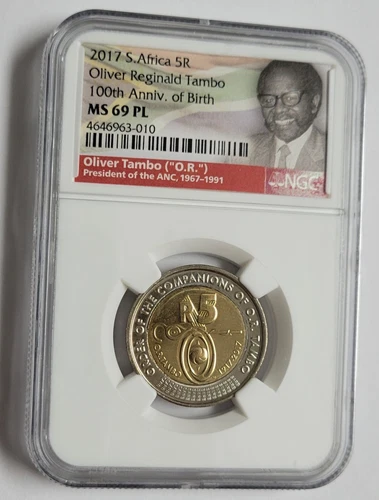 NGC MS 69PL 2017 South Africa 5 Rand Oliver Tambo 100th Anniversary Of Birth