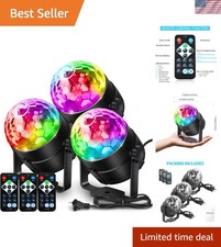 Multicolor Strobe Lamps - 7 Modes Disco Ball Lights with Remote Control 3-Pack