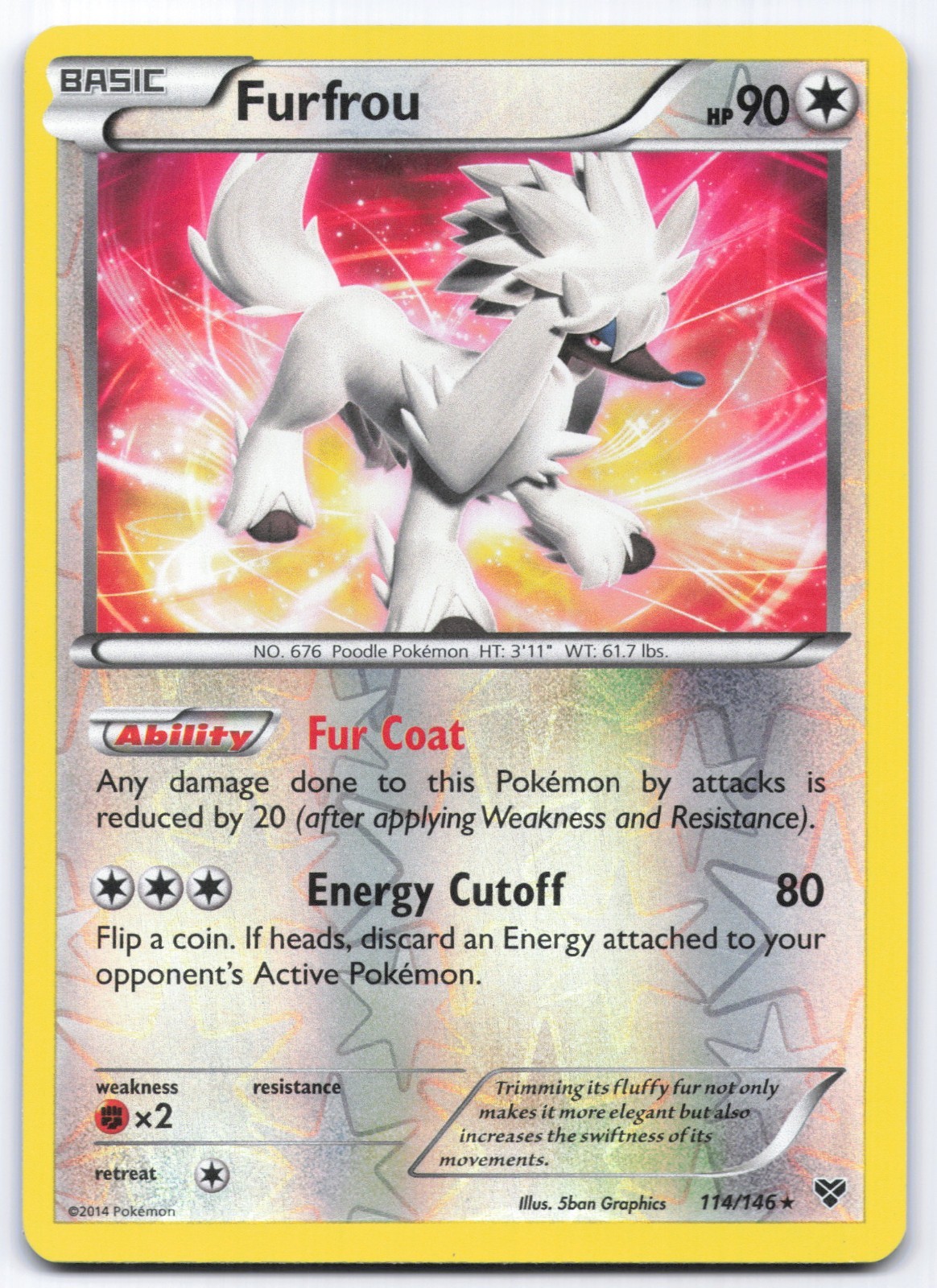 Furfrou 114/146 XY Base Set Reverse Holo Rare Pokemon Card