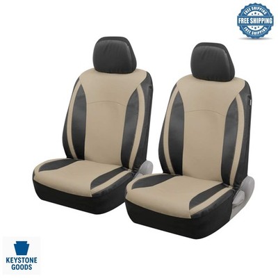 Beige Faux Leather Front Seat Covers for Car, Truck, SUV |  Universal Fit
