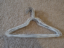 Metal Clothes Hanger, 20 Count, Used, Chipped White Paint