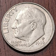 Extremely rare 1996 Roosevelt Dime P Mint Error.  "Double Strike"