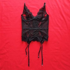 VICTORIAS SECRET Corsé de Encaje Recortado Bustier PEQUEÑO Adjunto CORREAS DE RIBETE Encaje
