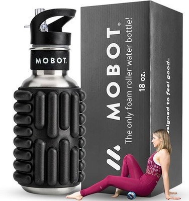 Black MOBOT Foam Roller Massage Firecracker Water Bottle 18 oz Licorice NIB New