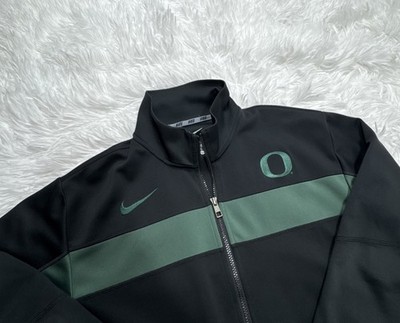 Nike Oregon Ducks Full Zip Jacket Men s Large Black Green Dri-Fit Warm Up Track