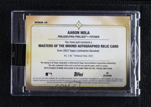 2023 Topps Luminaries Masters of the Mound Relics /15 Aaron Nola Auto 5e4 - Picture 2 of 3