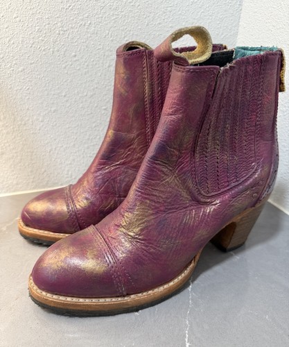 PSKAUFMAN Unique Women’s Boot Sz 8.5 Purple Metallic Unique Handmade Signed LA