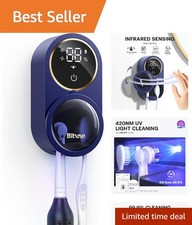 Navy Blue Wall-Mounted UV Toothbrush Holder for Maximum Hygiene  Organization