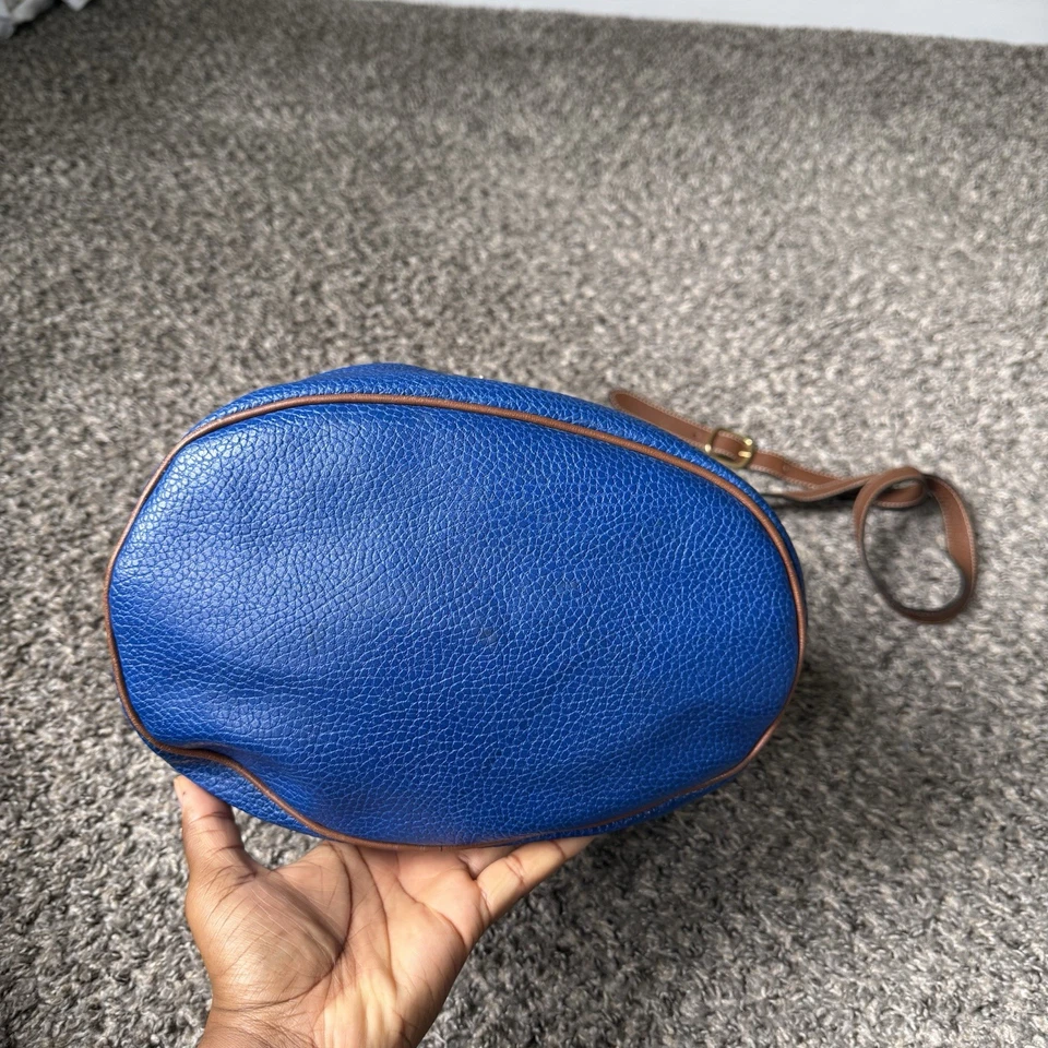 Bolso Bandolera Didier Lamarthe Cuero Guijarro Cubo Azul Marrón De Colección Foto 4 de 4
