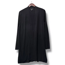 Eileen Fisher Women Merino Wool Open Front Cardigan Sz L Cozy Layering Workwear