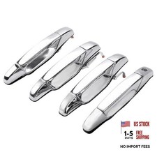 Exterior Door Handle Set Front Rear Left Right Compatible with GMC Chevy Chrome