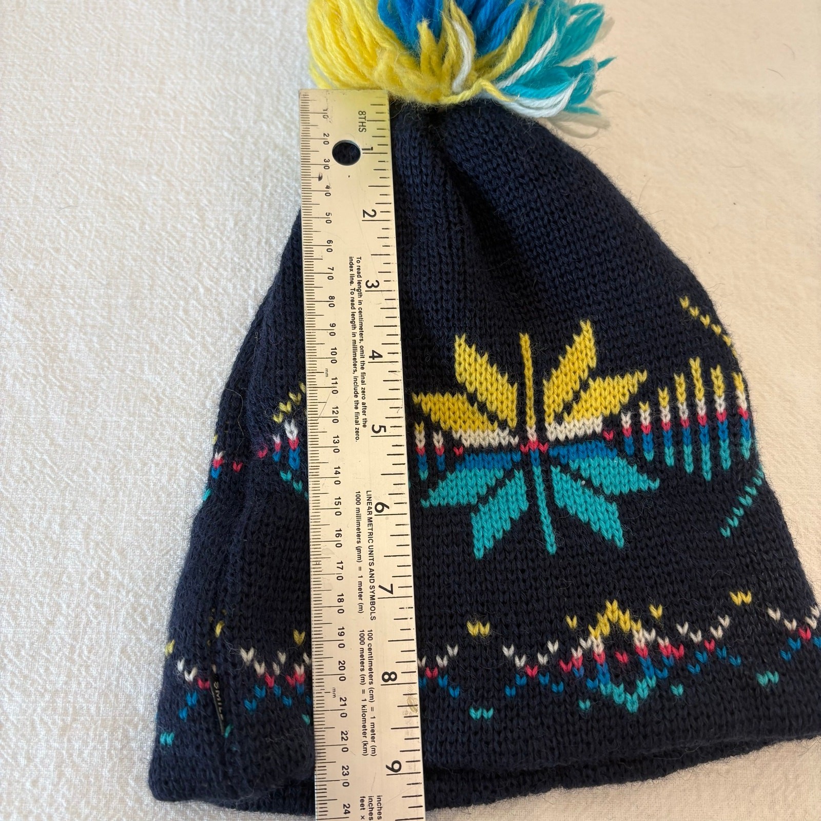 Vintage Nordic Pure Wool Nordic Ski Hat Beanie Pom Pom Made in USA Sparks NV image 8