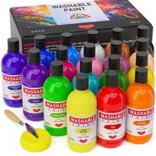 18 Colors Large Washable Paint Set for Kid 8.45oz,250 ml , Bulk Paint Suppli...