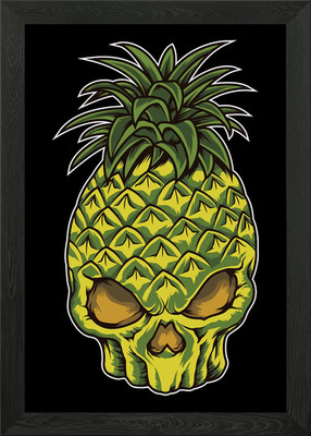 Gerahmtes Wandbild Ananas Schädel Poster Leinwanddruck Bild