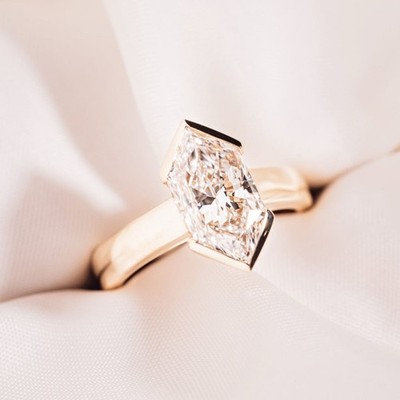 3 Carat Hexagon Cut Sterling Silver Engagement Ring For Her, Solitaire Ring Gift