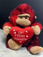 Dan Dee Gorilla Ape Plush Monkey Our First Valentine Red Used 9  