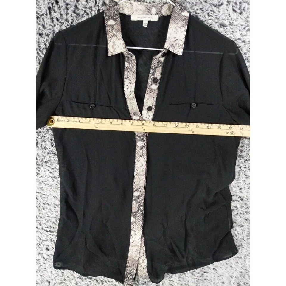 Blusa feminina ENGLISH ROSE transparente tamanho P preta estampa de cobra manga longa bruxa gótica - Imagem 4 de 4