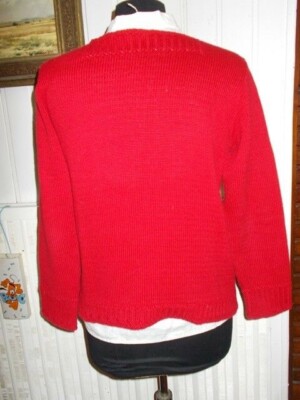 Pull CHRISMASS Rouge Col Carré – Taille T3 (40/42), Coton/acrylique, Fait En France, Occasion