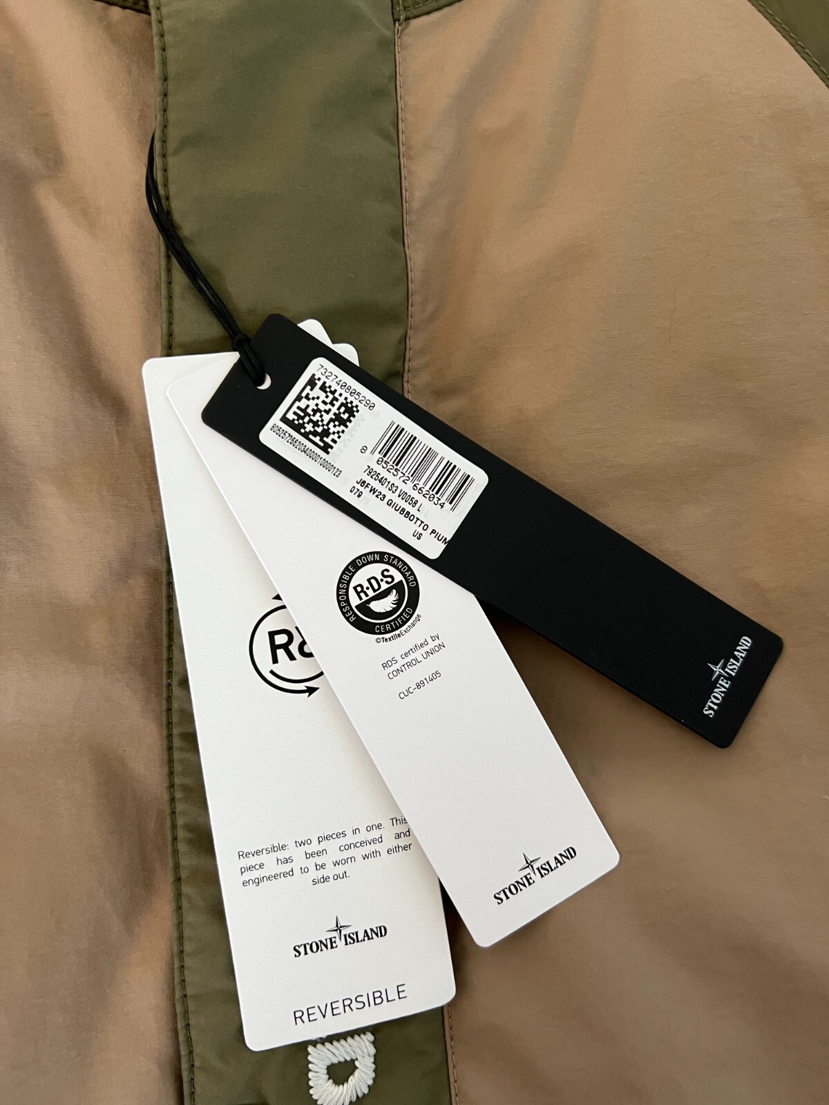 Supreme x Stone Island Reversible Down Puffer Jacket - Size Large - Olive - New image 9