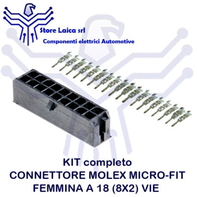 Satz Steckverbinder Molex Micro-Fit 18 (9X2) Wege Weiblich mit Klemmen Auto Bike