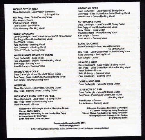"Middle Of The Road" - Dave Cartwright and Friends – 1971 – CD Version - Picture 3 of 5