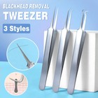Curved Blackhead Acne Clip Needle Tweezers Pimple Popper Extractor Remover Clean