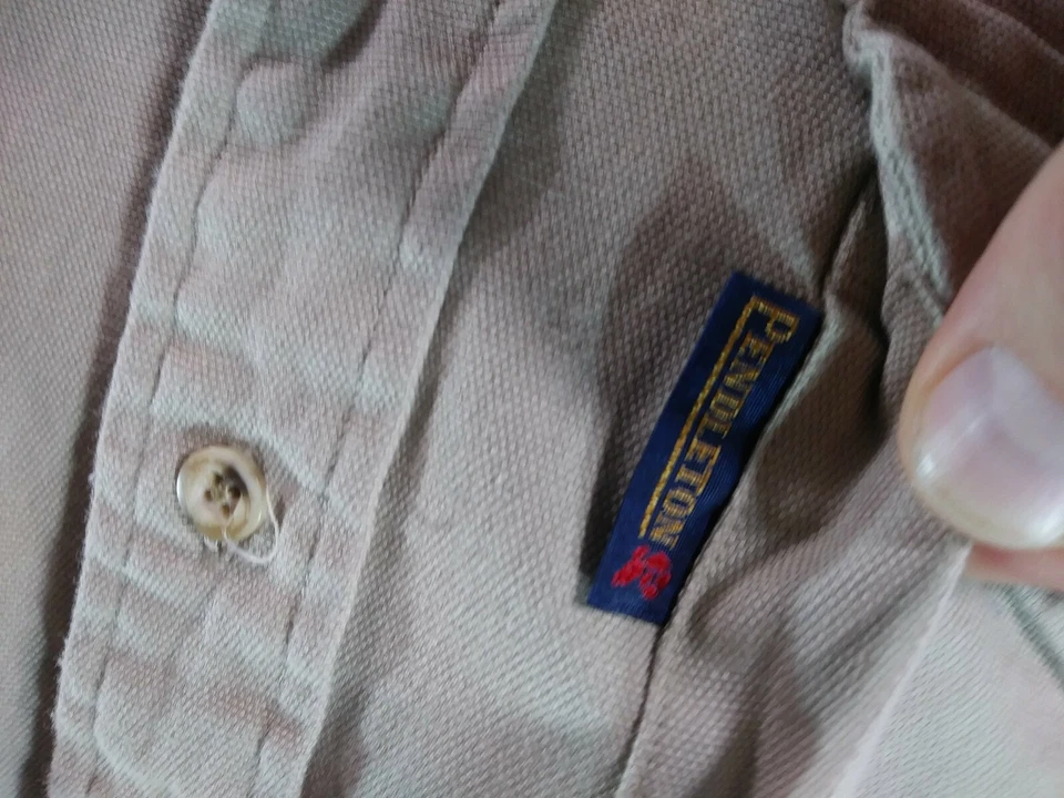 Pendleton Button Down Shirt Mens Medium Tan Cotton LS hiking outdoorsman - Image 2 of 4